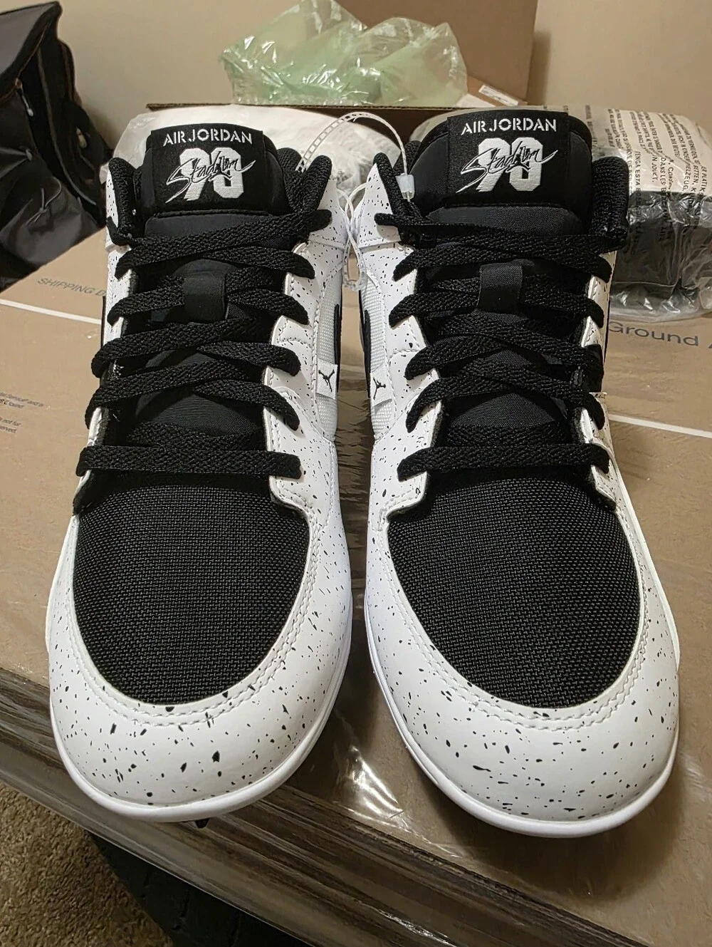 Men's Air Jordan Stadium 90 Low TD White Black Cleats HQ0210-100 Size 10